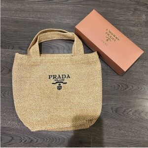 Prada Straw Tote Bag Small Used
